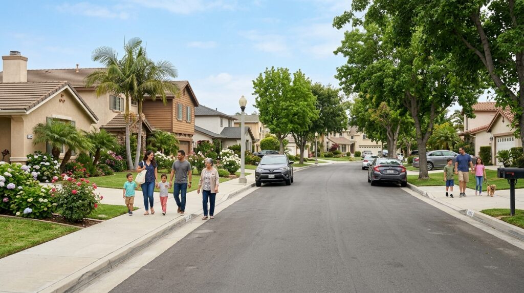Clean Garden Grove neighborhood following a successful community cleanup effort.